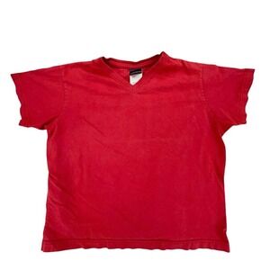 Vintage Champs V-Neck Red Short Sleeve Crop T-Shirt Women's Large Y2K Casual Tee